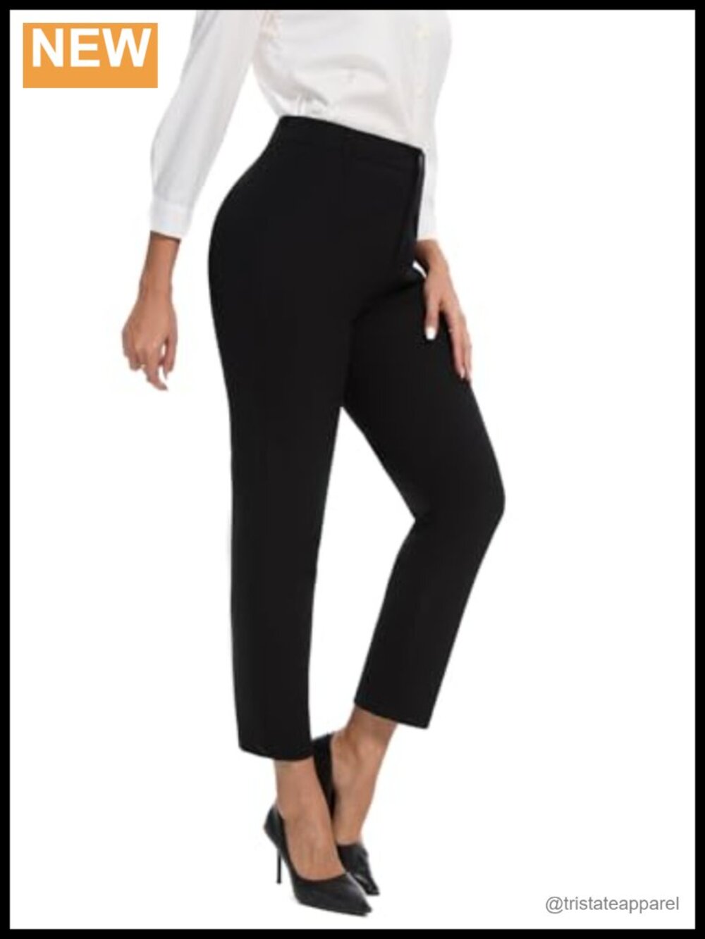 High Waisted Straight Leg Dress Pants Tummy Control Work Trousers
